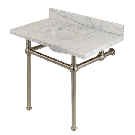 Fauceture 36X22 Marble Vanity Top W/ Brass Feet Combo, Marble/ Nickel KVPB3630MB8